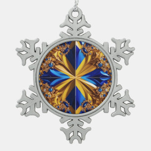 Pewter Snowflake Ornament with Sweden Colours