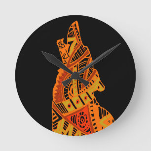 Peyote Coyote Tucson Arizona Round Clock