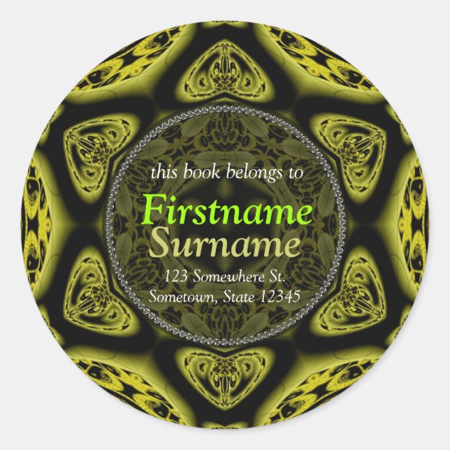 Peyote Geometric Star Bookplate Sticker (Front)