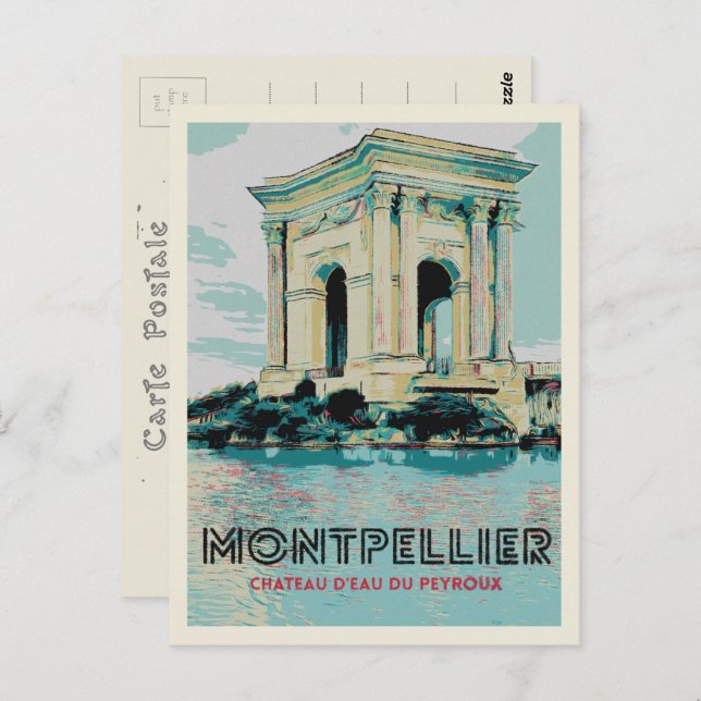 Peyroux Water Tower - Iconic Landmark Montpellier Postcard (Front/Back)