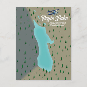 Peyto lake Canadian Rockies map Postcard