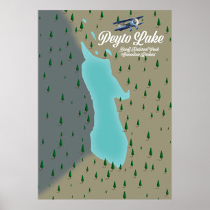 Peyto lake Canadian Rockies map Poster