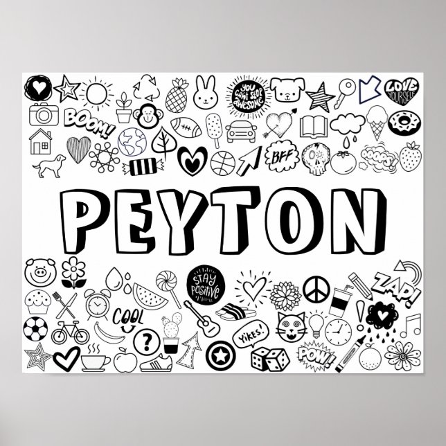 'PEYTON' Colour-it-Yourself Outline Design Poster (Front)