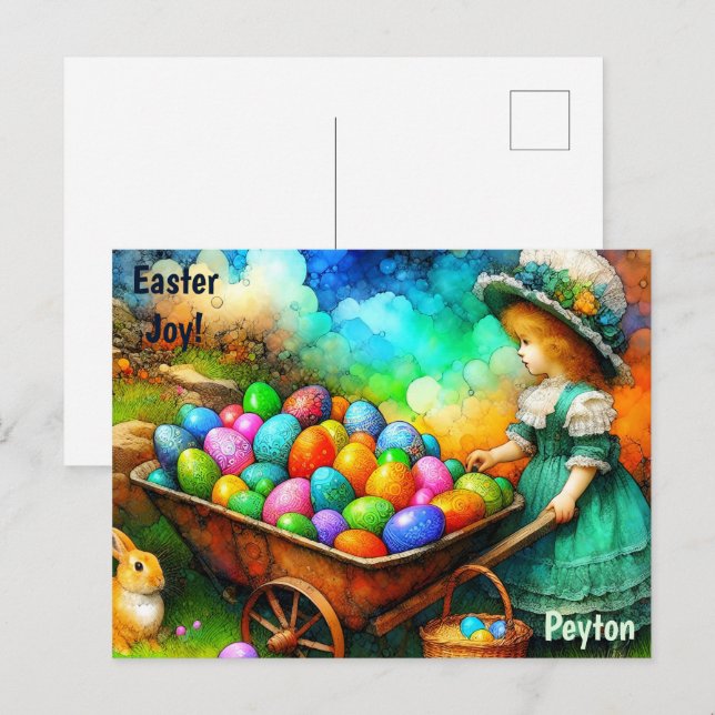 PEYTON ~ EASTER GIRL  ~ Alcohol Inks picture ~ Postcard (Front/Back)