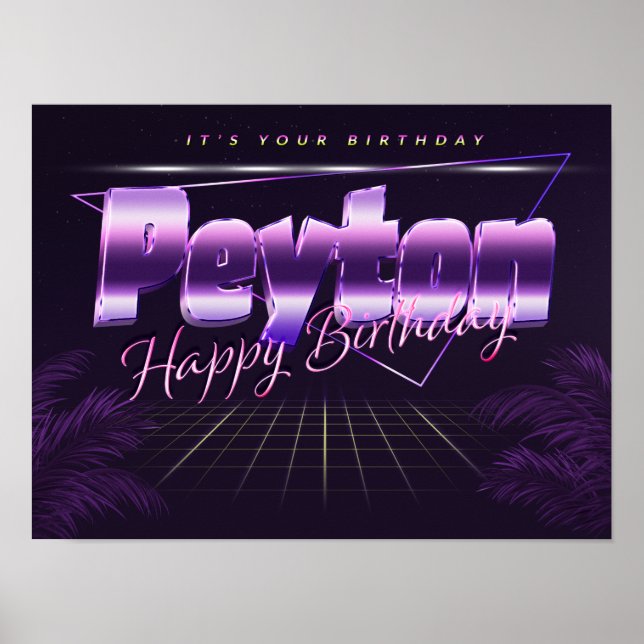 Peyton Name Vorname lila retro Poster Geburtstag (Front)
