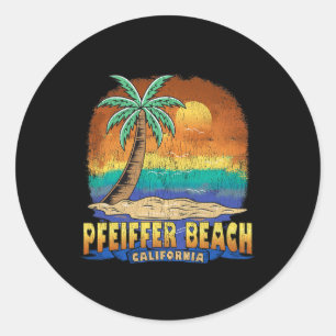 Pfeiffer Beach California Vintage Distressed Souve Classic Round Sticker