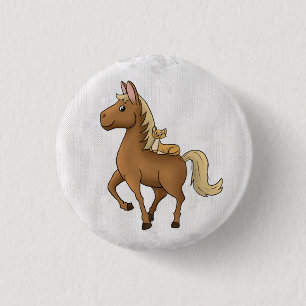 Pferd und Katze 3 Cm Round Badge