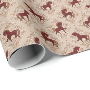 Pferde mit floralen Elementen Wrapping Paper