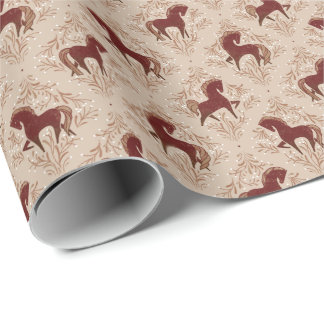 Pferde mit floralen Elementen Wrapping Paper
