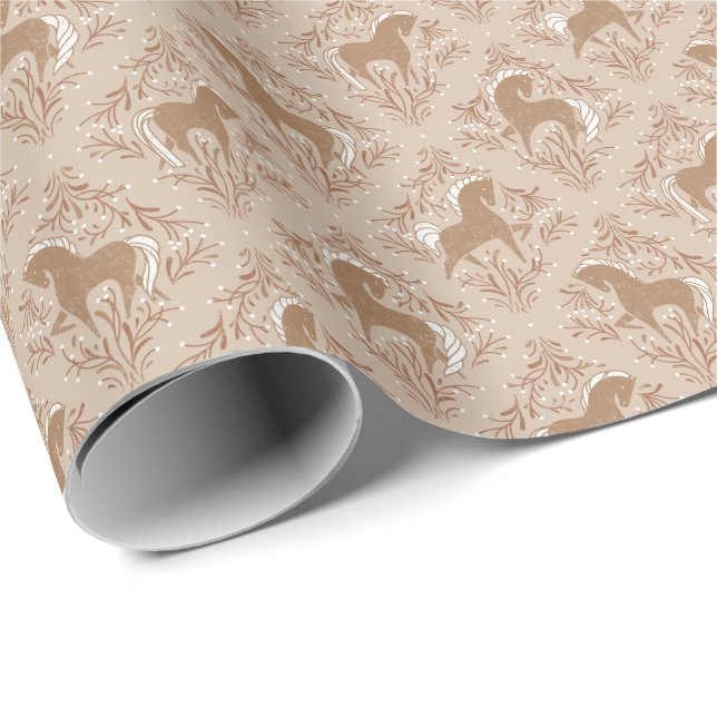 Pferde mit floralen Elementen Wrapping Paper (Roll Corner)