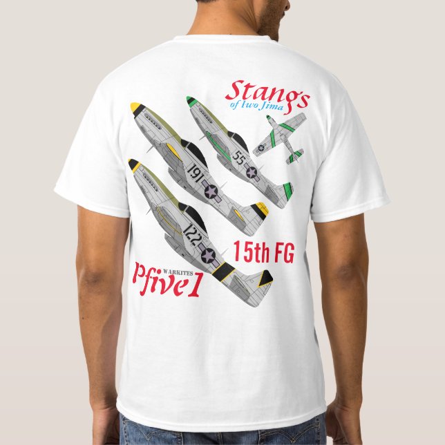 Pfive1 Stangs of Iwo Jima 15th FG T-Shirt (Back)