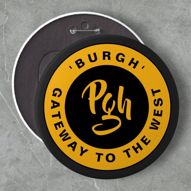 Pgh Yinzer Clasp Custom Black Gold Retro Button (Creator Uploaded)