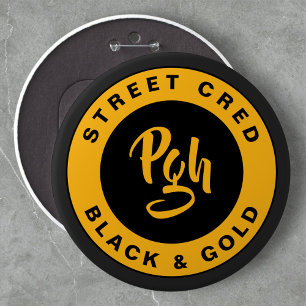 Pgh Yinzer Clasp Custom Black Gold Vintage 6 Cm Round Badge