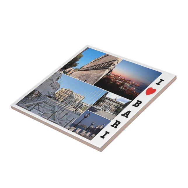 PGL039 BARI I Love, Apulia, Italy, Ceramic Tile (Side)
