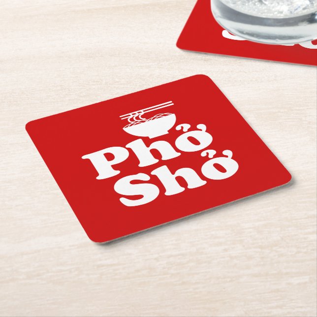 Phở Shở Square Paper Coaster (Angled)