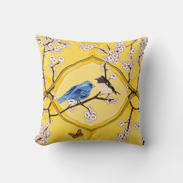 PH&D Bluebird Vignette Pillow Daffodil Yellow (Front)