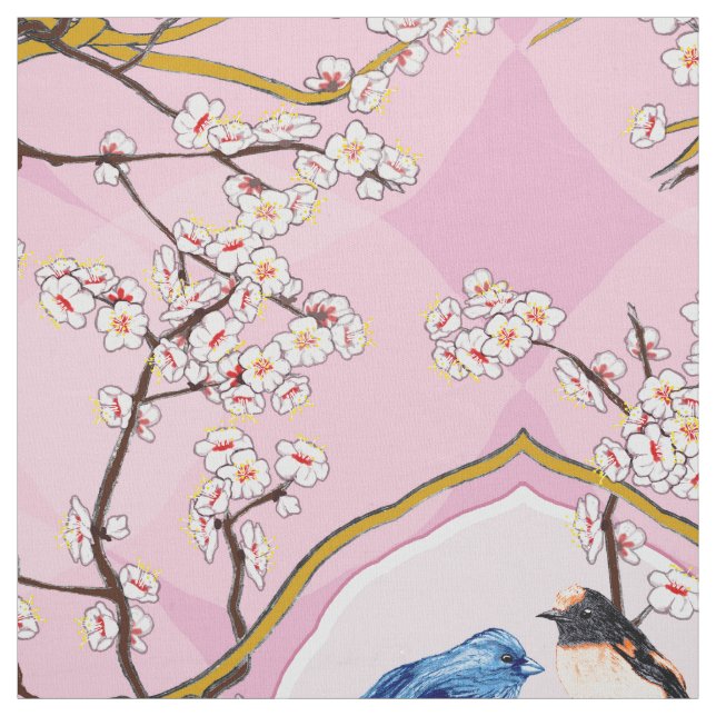 PH&D Bluebird Vignette Toile Fabric Iris Pink (Swatch)