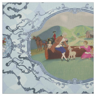 PH&D French Toile Fabric Fountain Blue