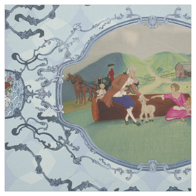 PH&D French Toile Fabric Fountain Blue (Swatch)