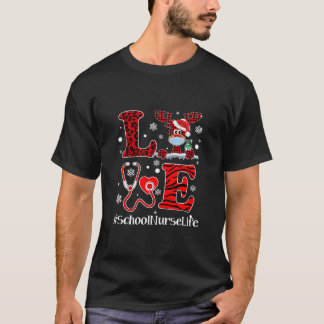 Ph Love Plaid Leopard Christmas School Nurse Reind T-Shirt