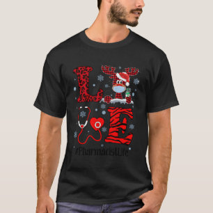 Ph Love Reindeer Pharmacist Christmas Red Plaid Le T-Shirt