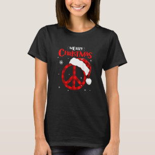 Ph Red Plaid Peace Sign Christmas Lights Hippie Co T-Shirt