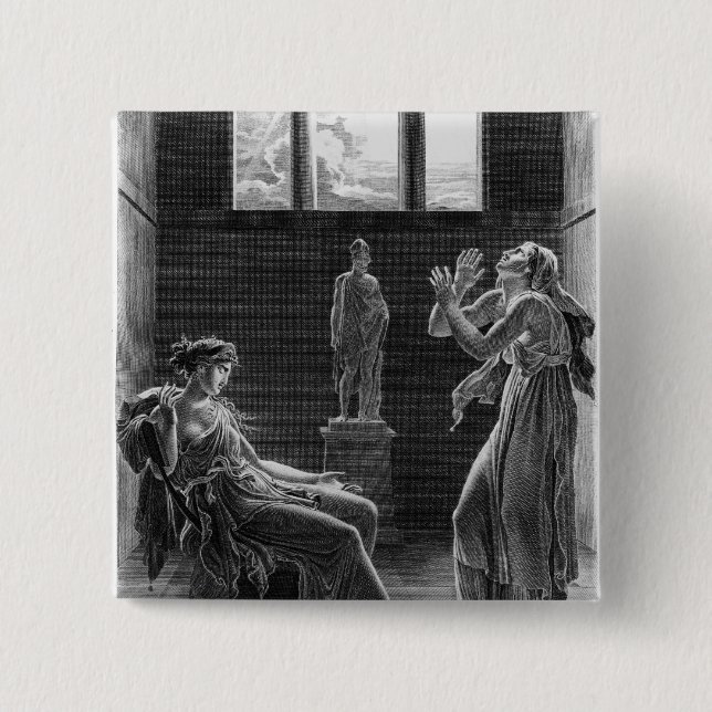 Phaedra and Oenone, illustration from Act I 15 Cm Square Badge (Front)