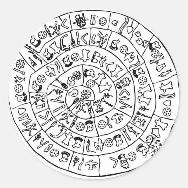 Phaistos disc classic round sticker (Front)