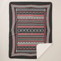 Phaistos Ritual: Minoan Black & Red Sherpa Blanket