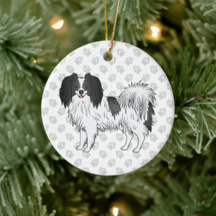 Phalène Dog With Black And Any Colour Paw Pattern Ceramic Ornament
