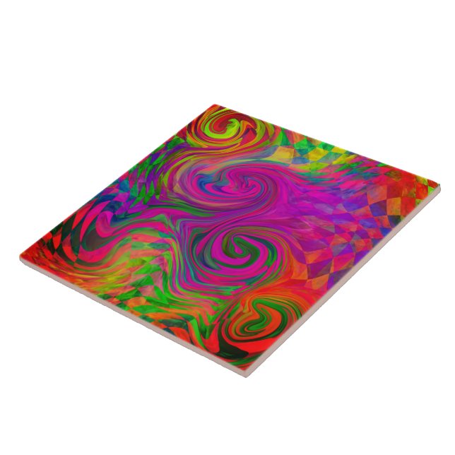 [Phantasmagoria] Warped Swirling Colours Ceramic Tile (Side)
