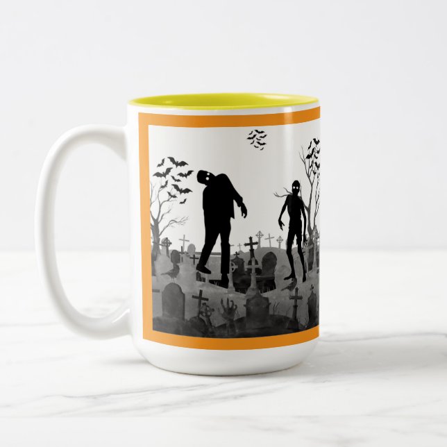 Phantom Lantern Night orange Two-Tone Coffee Mug (Left)
