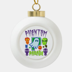 Phantom parade spooky ghost skull design ceramic ball christmas ornament