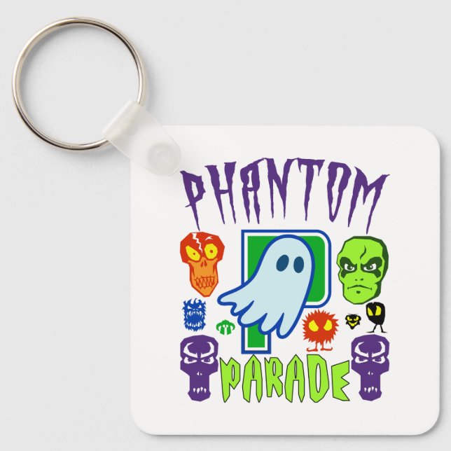 Phantom parade spooky ghost skull design key ring (Front)