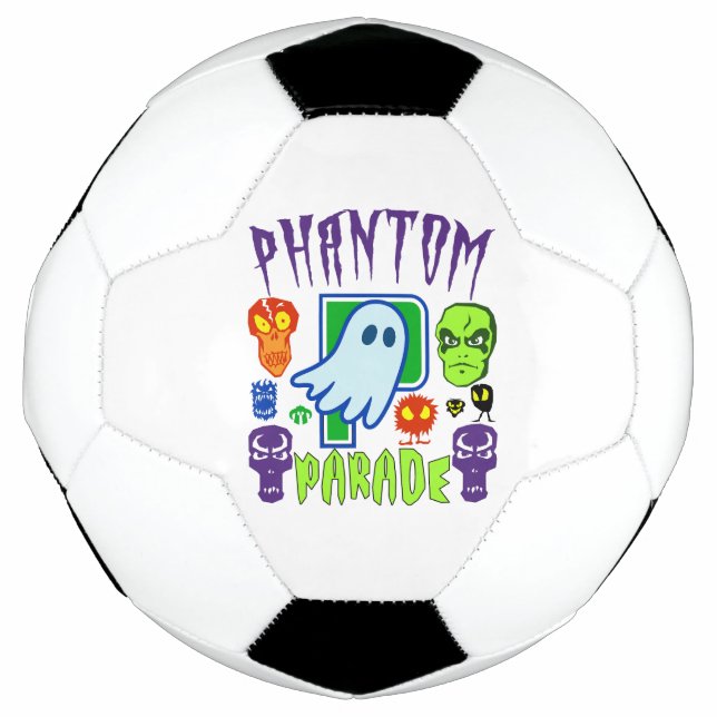 Phantom parade spooky ghost skull design soccer ball (Front)