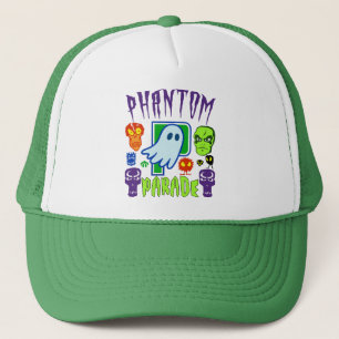 Phantom parade spooky ghost skull design trucker hat