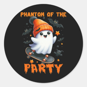 Phantom The Party Ghost Skateboard Halloween Girl Classic Round Sticker