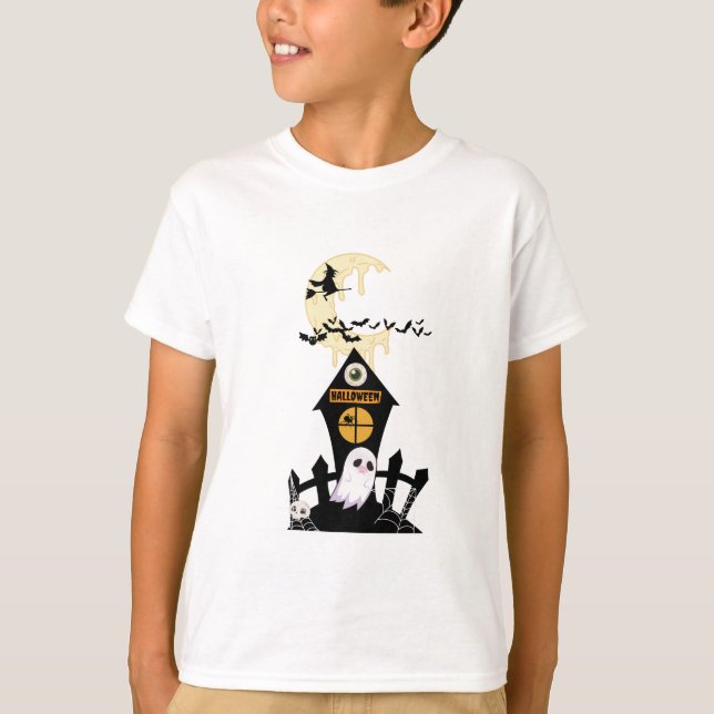 Phantom with Vampire Fangs and Flying Witch T-Shirt (Front)