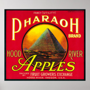 Pharaoh Apple Crate LabelHood River, OR Poster
