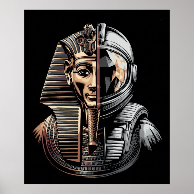 Pharaoh Astronaut Bridging Ancient Future Worlds Poster (Front)