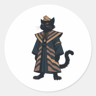 Pharaoh Black Cat Folk Art Sticker