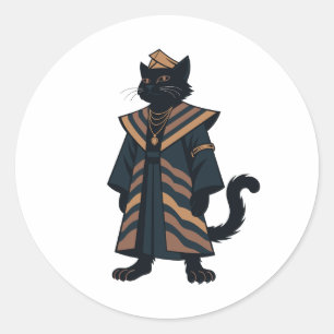 Pharaoh Black Cat Folk Art Sticker