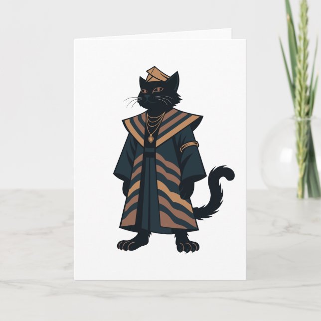 Pharaoh Black Cat Greeting Card (Front)