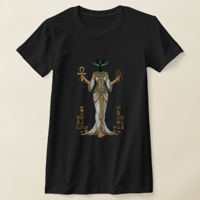 Pharaoh Cat Queen – Egyptian Goddess of Power T-Shirt (Laydown)