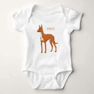 Pharaoh hound dog cartoon illustration baby bodysuit