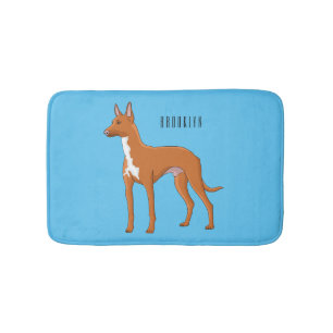 Pharaoh hound dog cartoon illustration bath mat