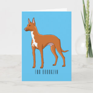 Pharaoh hound dog cartoon illustration card