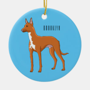 Pharaoh hound dog cartoon illustration  ceramic ornament