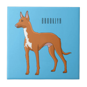 Pharaoh hound dog cartoon illustration ceramic tile