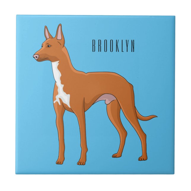 Pharaoh hound dog cartoon illustration ceramic tile (Front)